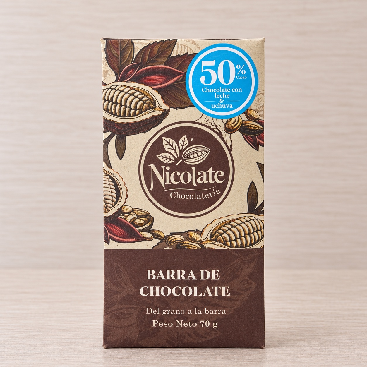 Barra de cacao 50% con leche y uchuva * 70 g