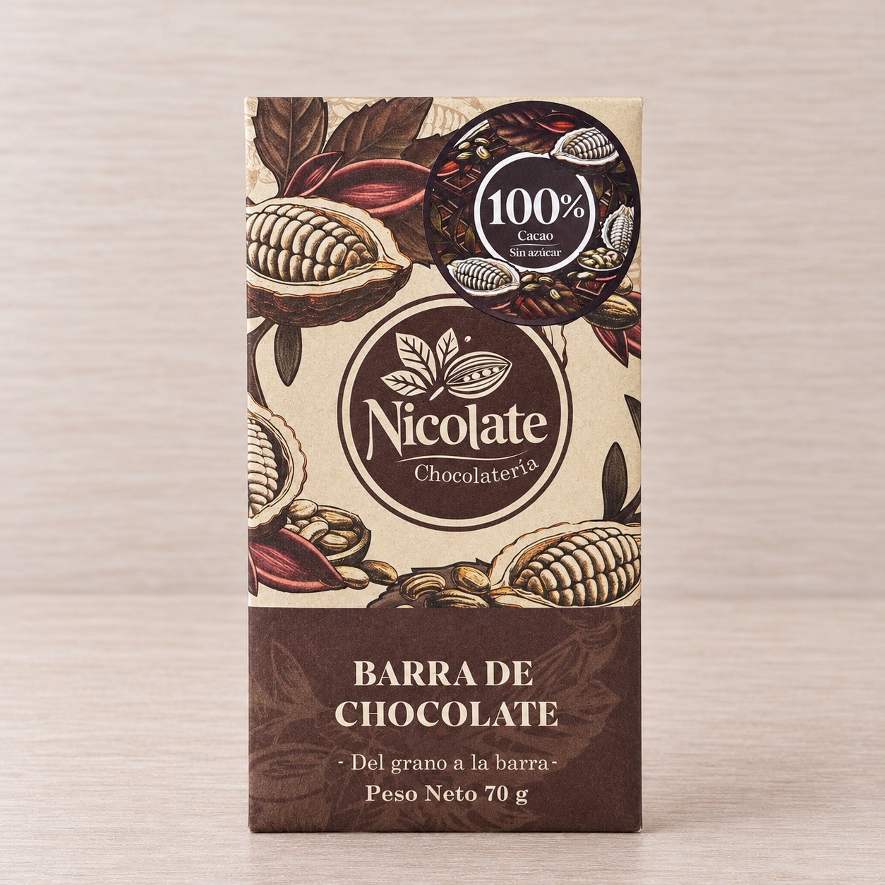 Barra de cacao 100% - 70 g