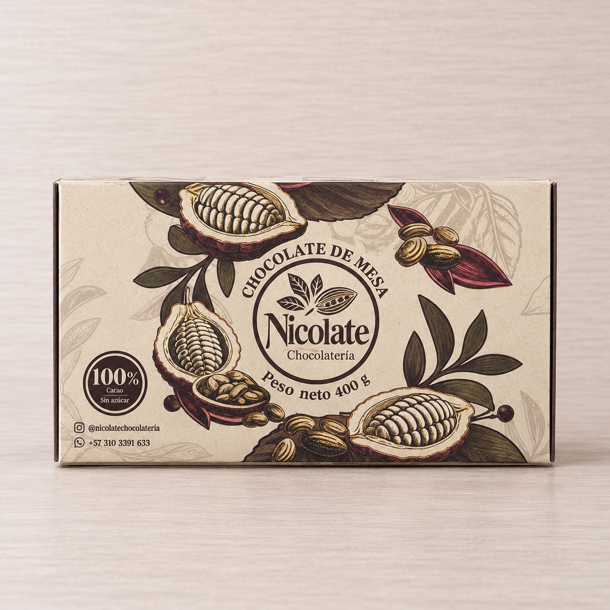 Cacao de mesa 100% - 400 g