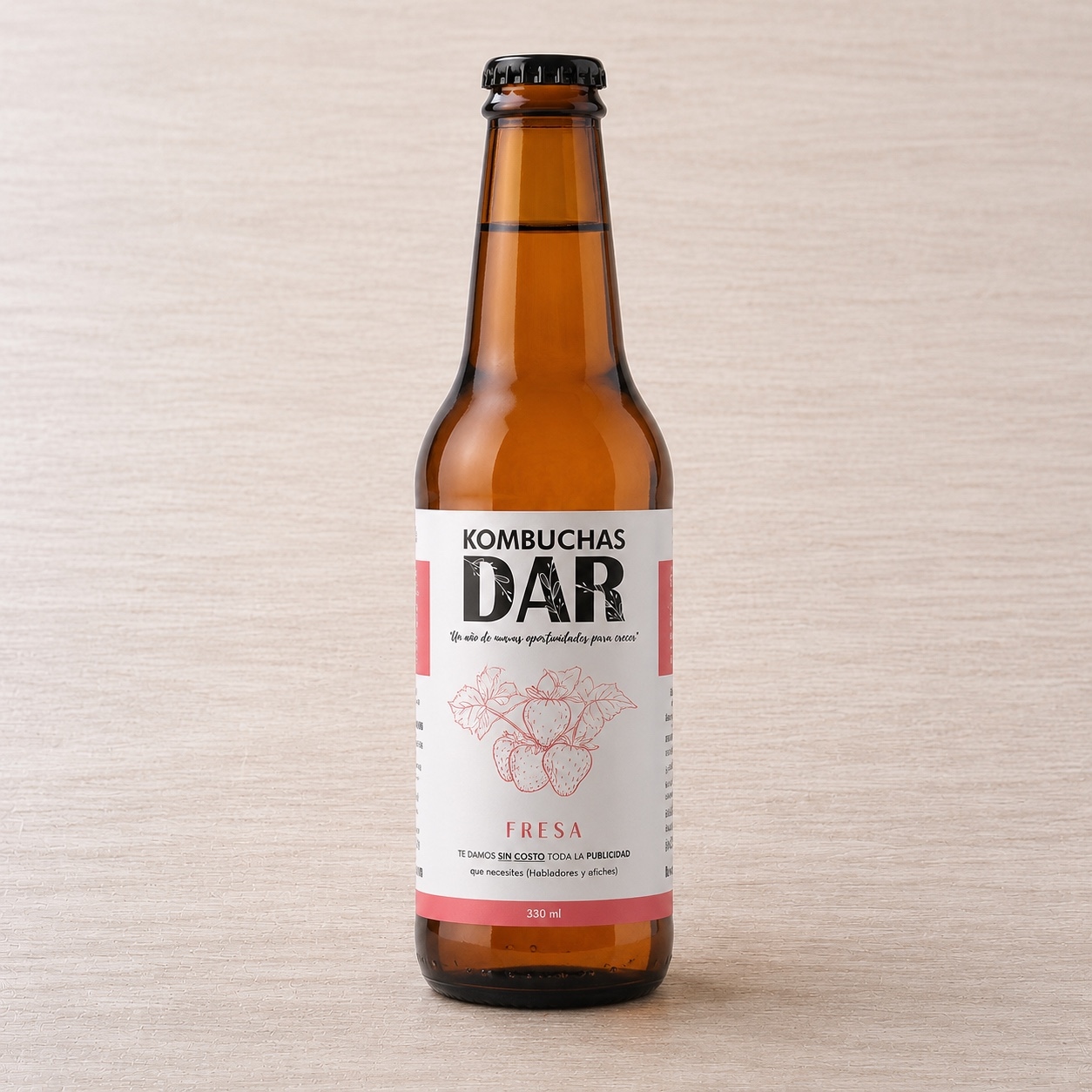 Kombucha de fresa y hierbabuena